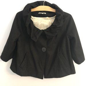 Trinity Wool Blend Collared Shrug in Black